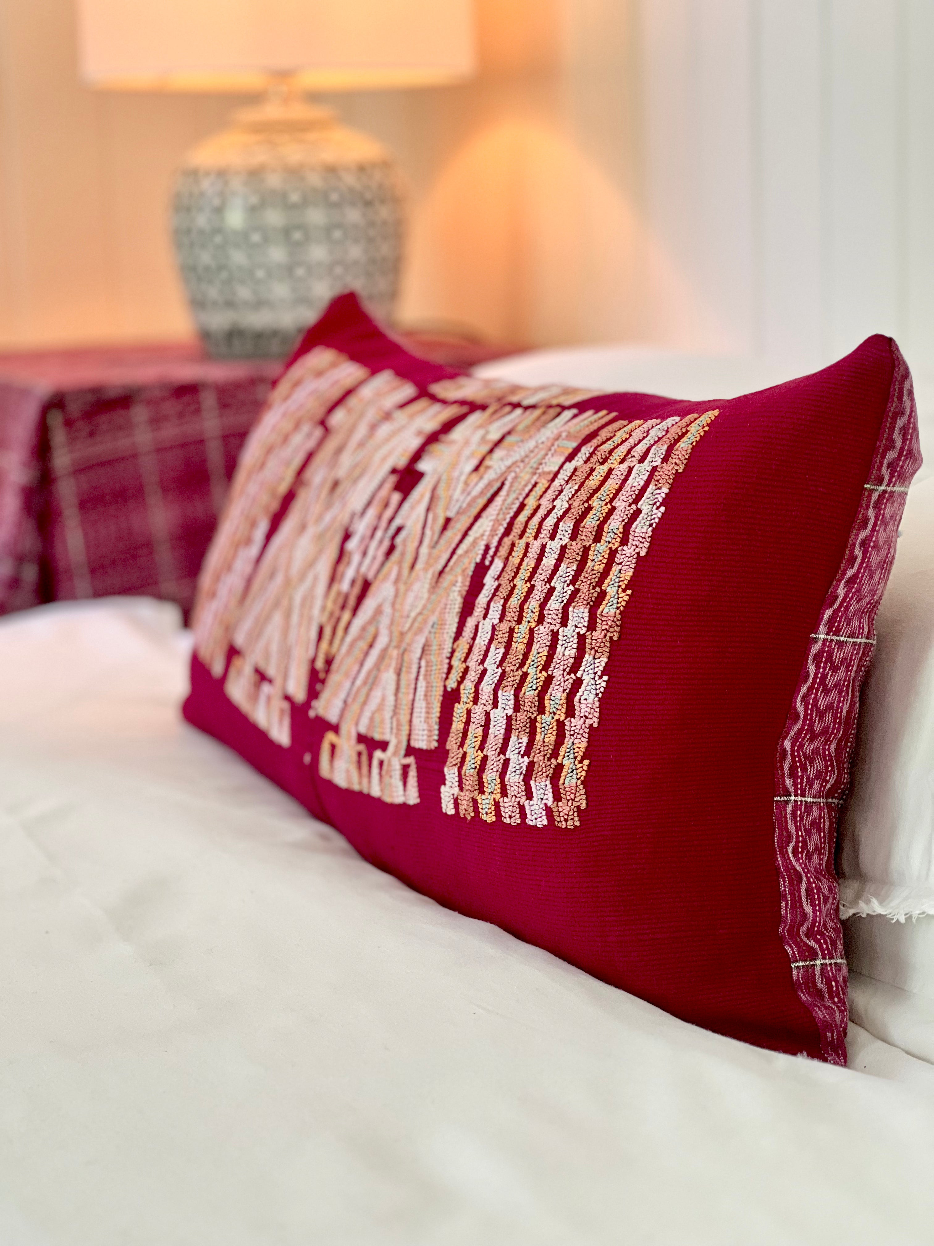 Red Chajul long lumbar pillow