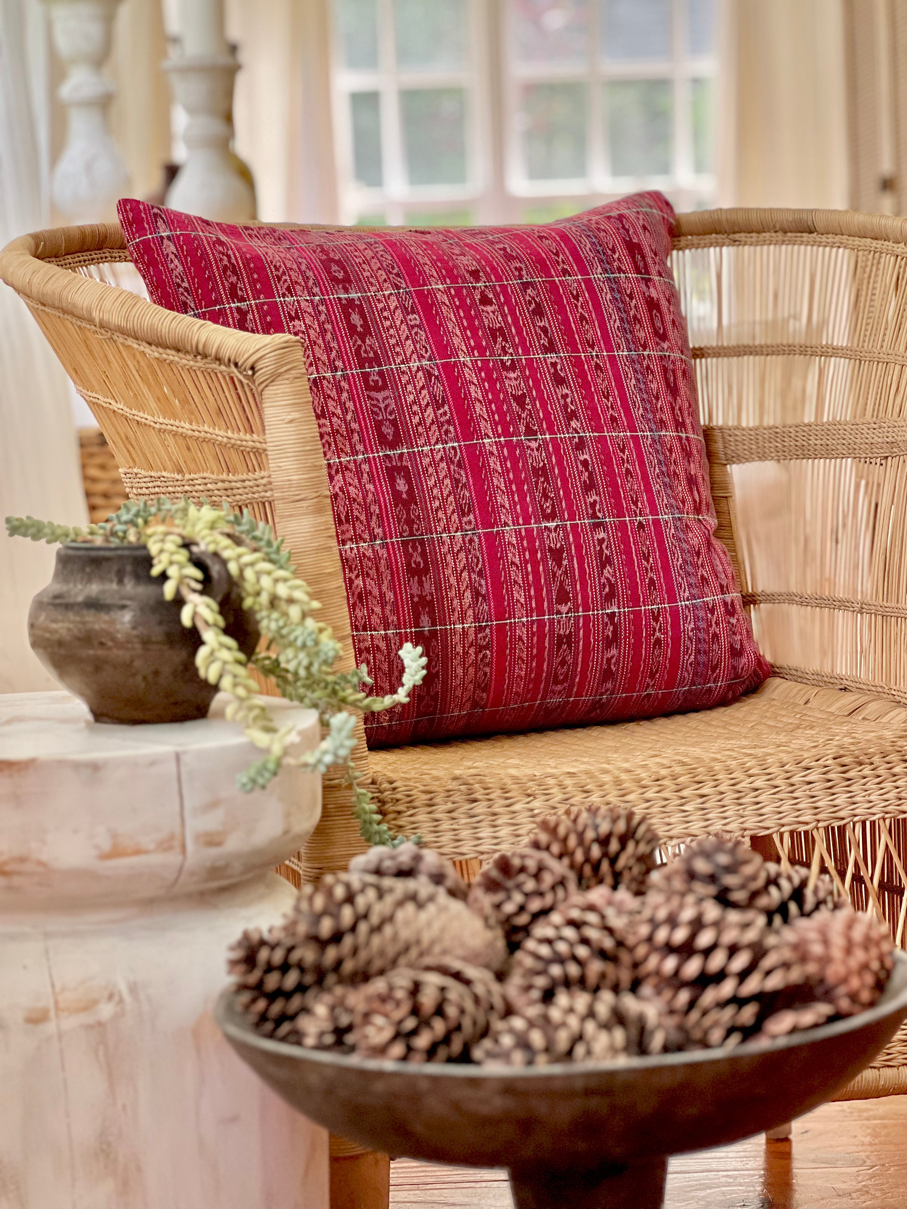 2 in 1 Pillow - Red Santiago & Striped Totonicapan