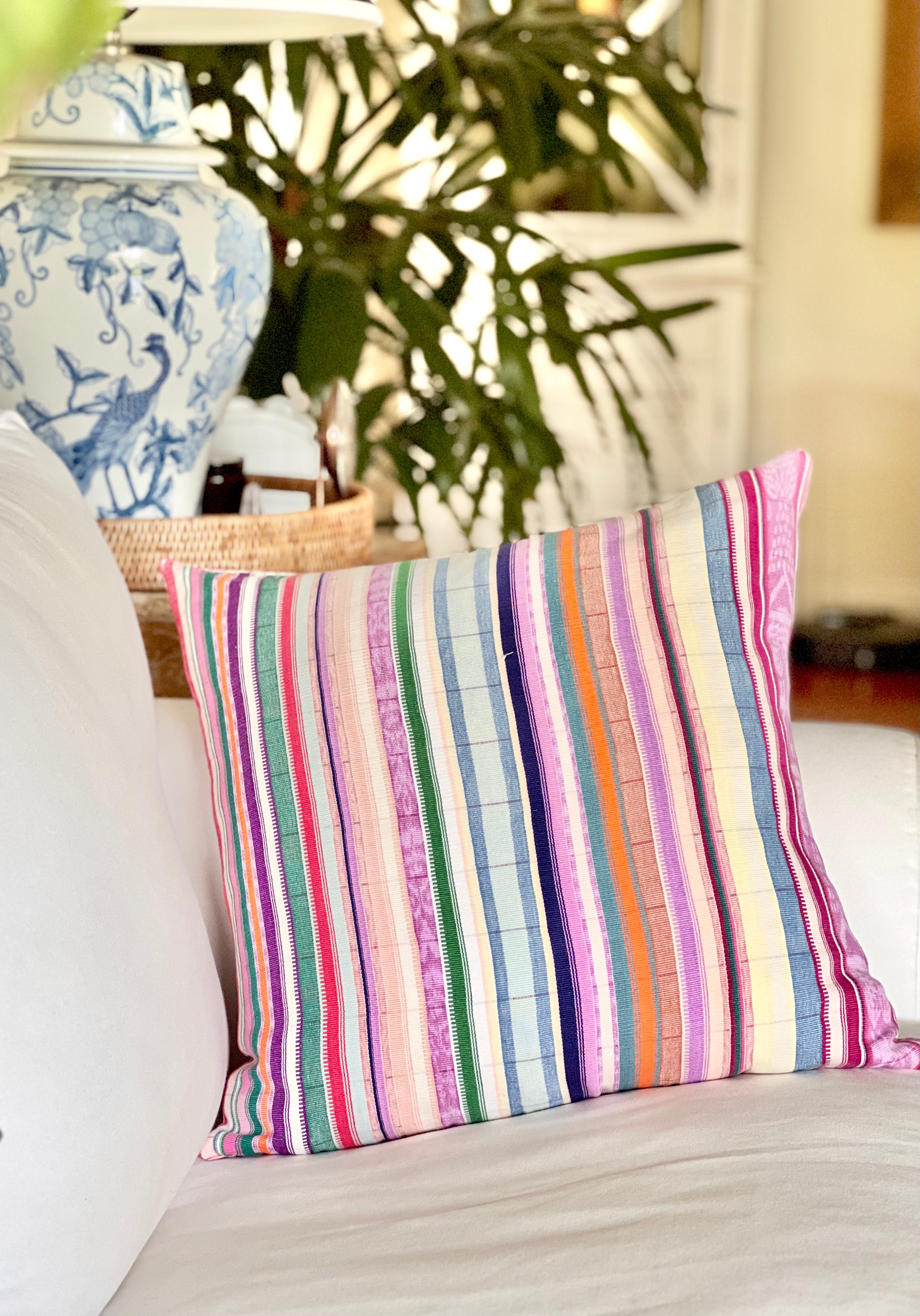 Colourful striped corte pillow