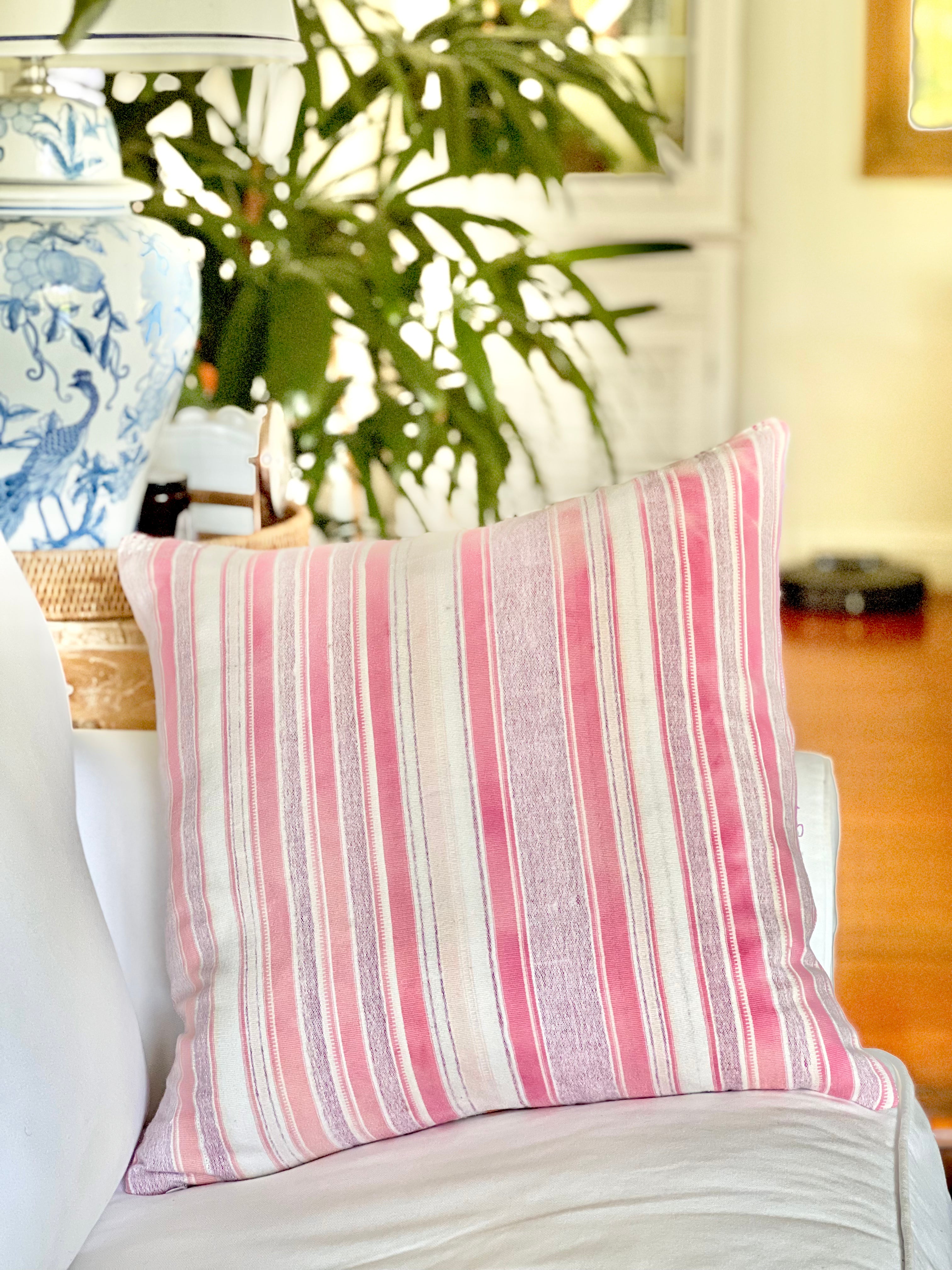 Pink striped ikat corte pillow