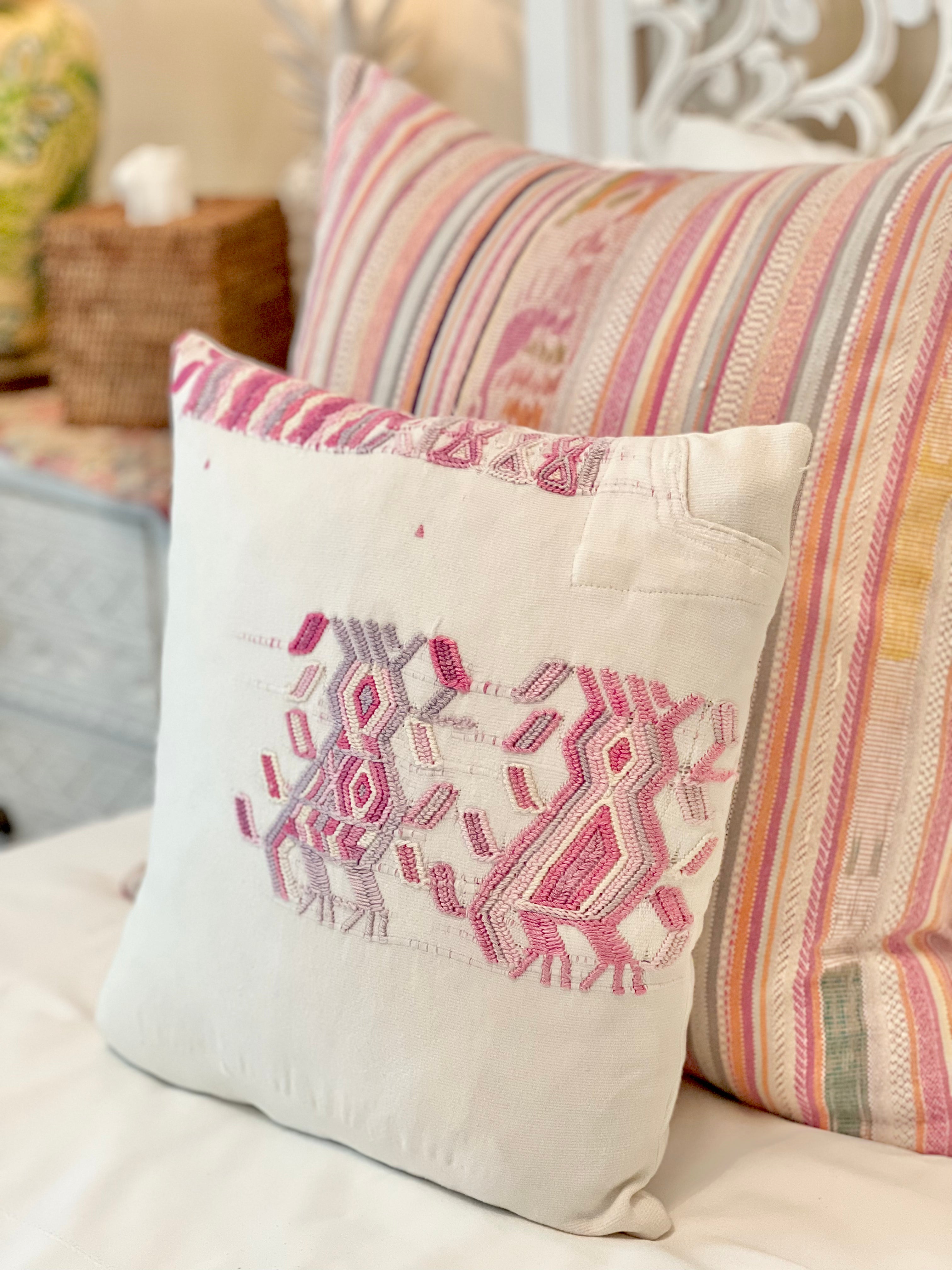 Pink and White Chajul pillow