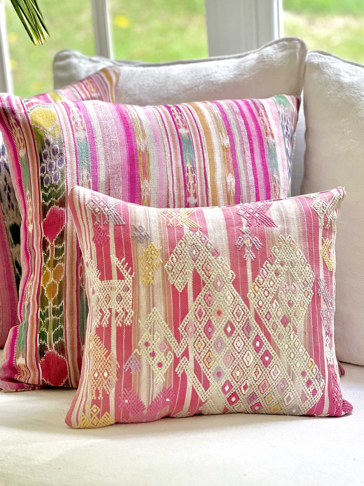 2 in 1 Pillow - Bright Pink Ikat and Stripes