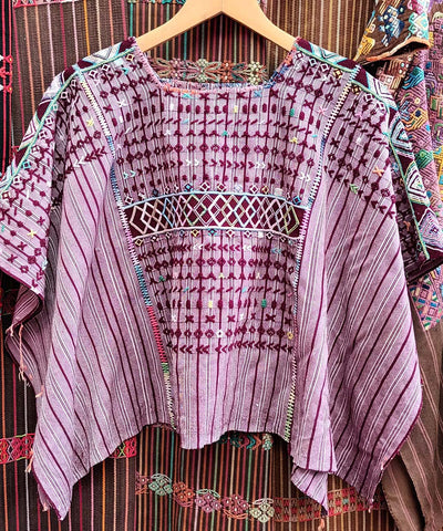 Vintage Guatemalan huipil with handwoven Mayan embroidery