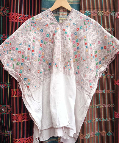 Vintage Guatemalan huipil with handwoven Mayan embroidery