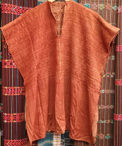 Bright coral Nahuala huipil