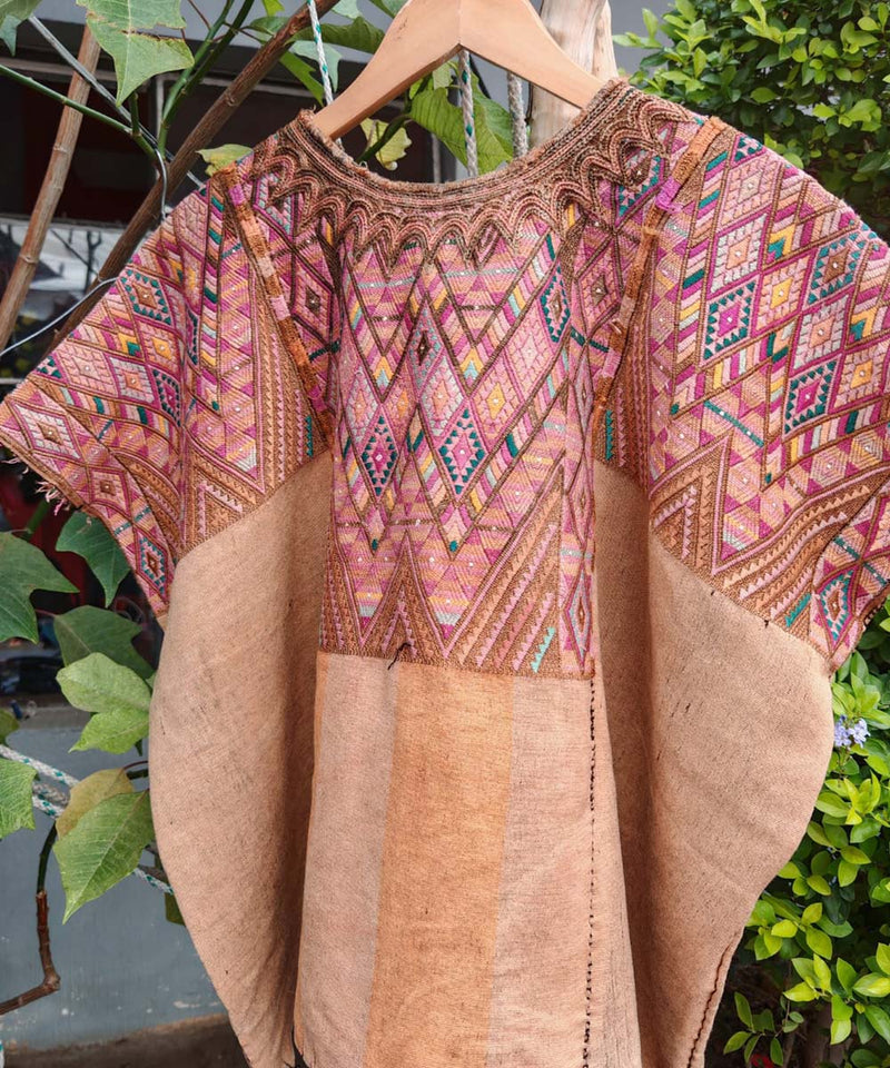 Vintage Guatemalan huipil with handwoven Mayan embroidery