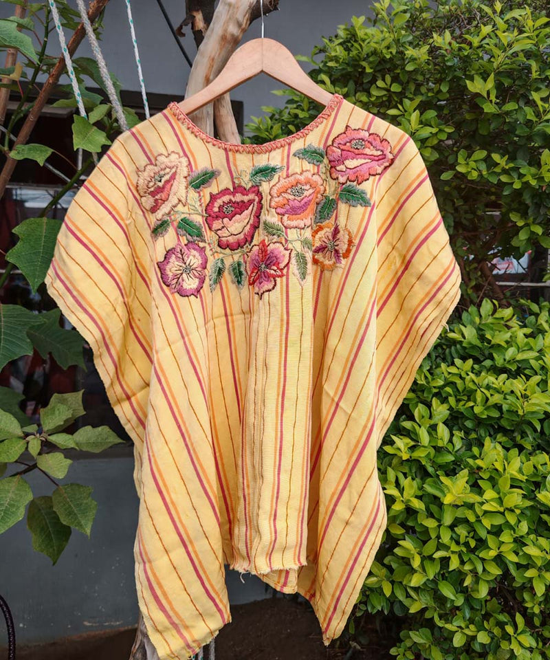 Vintage Guatemalan huipil with handwoven Mayan embroidery