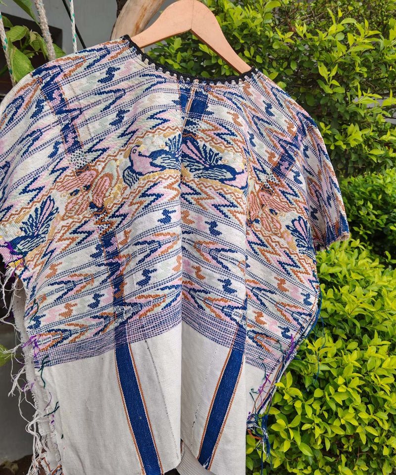 Vintage Guatemalan huipil with handwoven Mayan embroidery