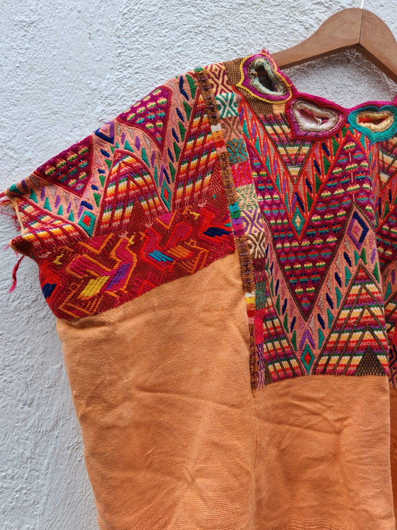 Vintage Guatemalan huipil with handwoven Mayan embroidery