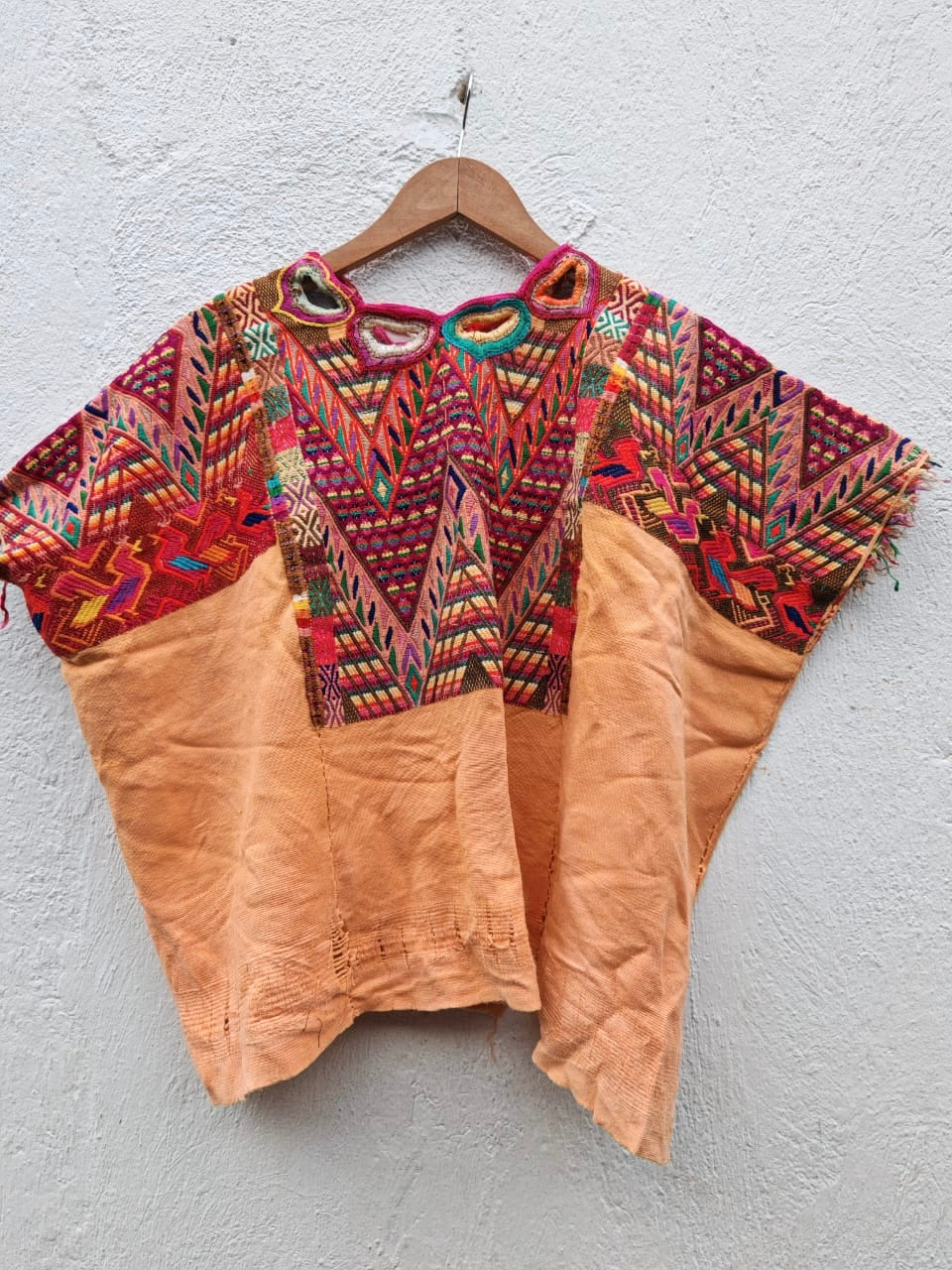 Red and Biscuit Geometric Chichi Huipil