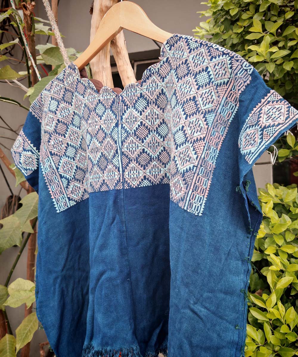 Indigo Nahuala Huipil with Diamonds