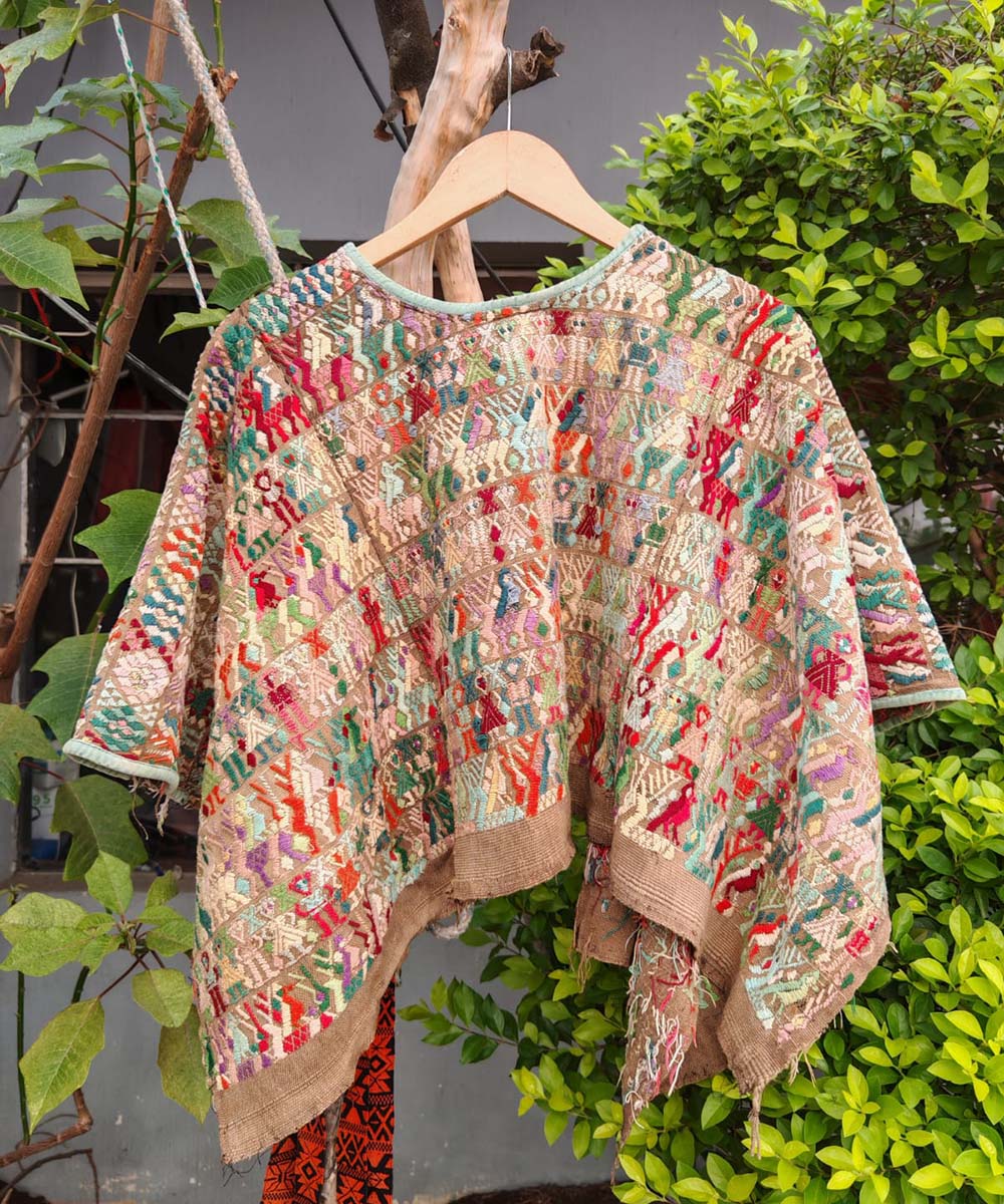 Beige and Red Coban Huipil