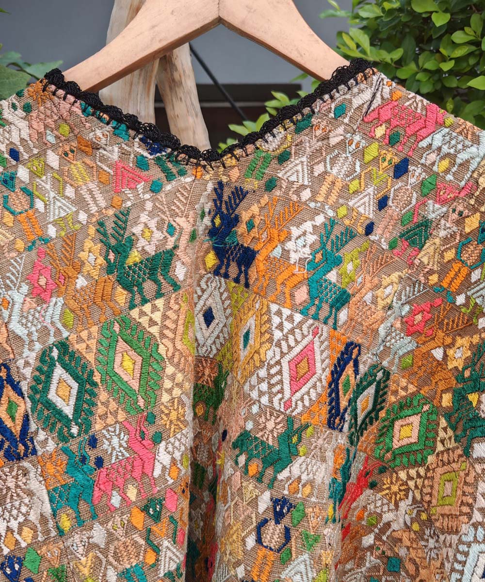 Beige and Mustard Coban Huipil