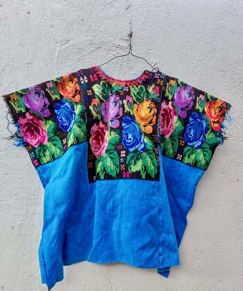 Vintage Guatemalan huipil with handwoven Mayan embroidery