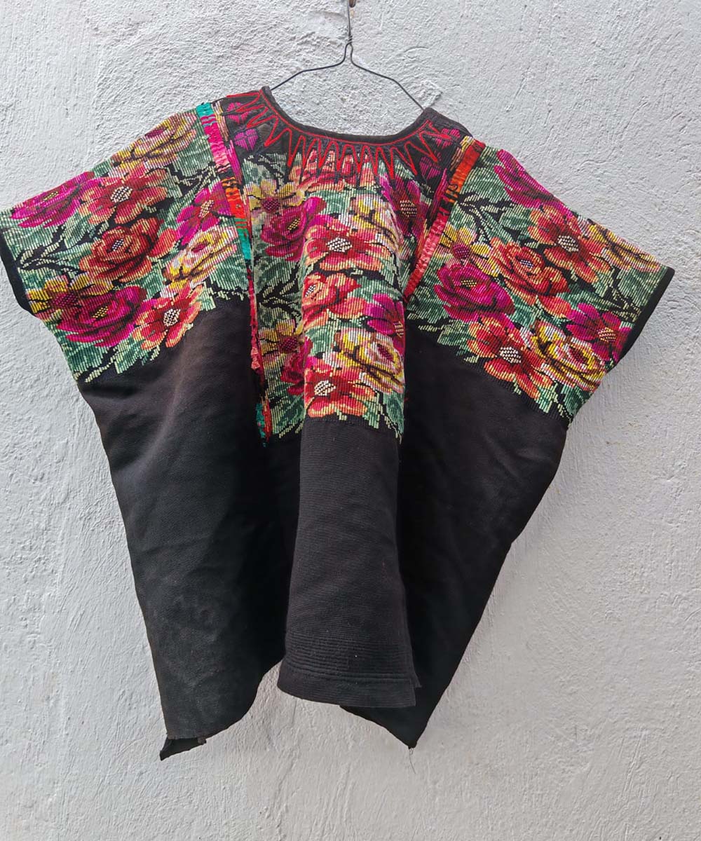 Black Chichi Huipil with Flowers