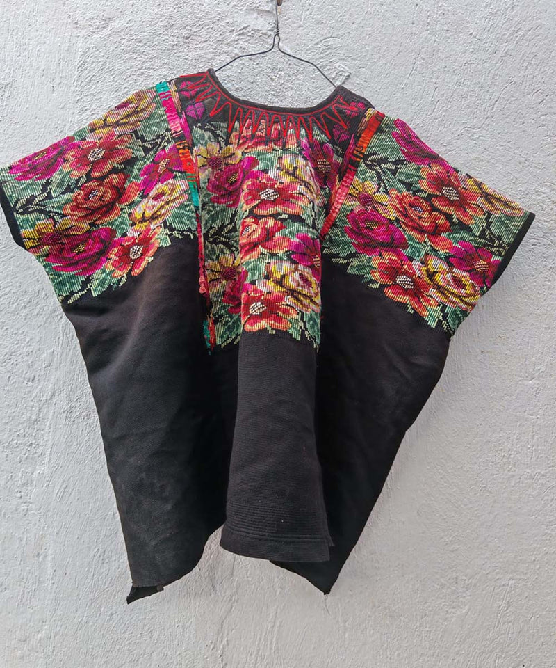 Black Chichi Huipil with Flowers
