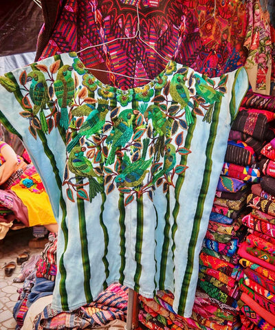 Vintage Guatemalan huipil with handwoven Mayan embroidery