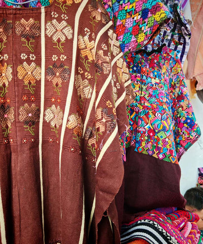 Vintage Guatemalan huipil with handwoven Mayan embroidery