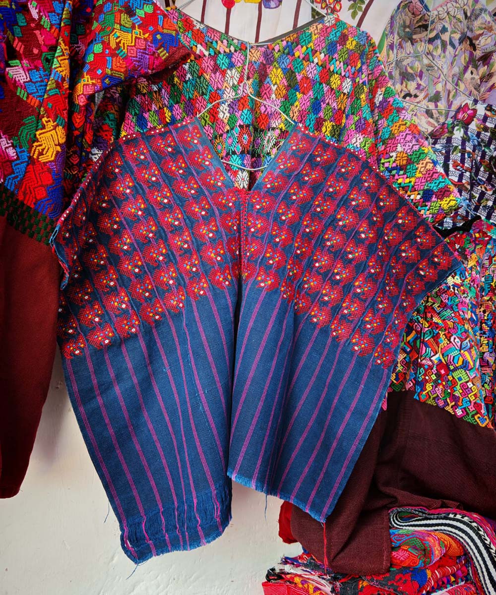 Nahuala huipil with red turkeys