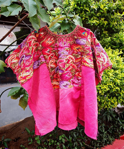 Vintage Guatemalan huipil with handwoven Mayan embroidery