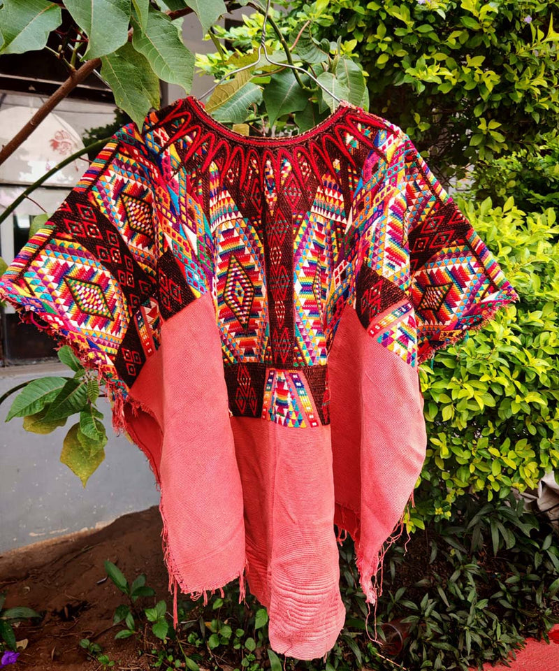Vintage Guatemalan huipil with handwoven Mayan embroidery
