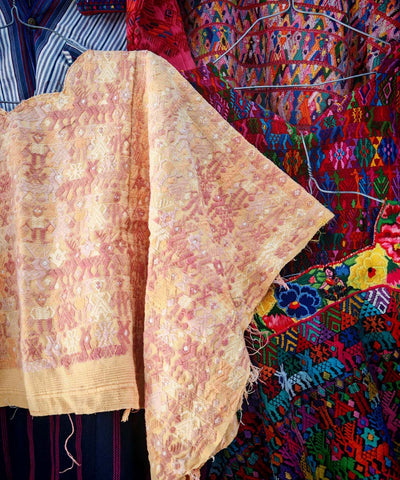 Blush and cream Coban huipil