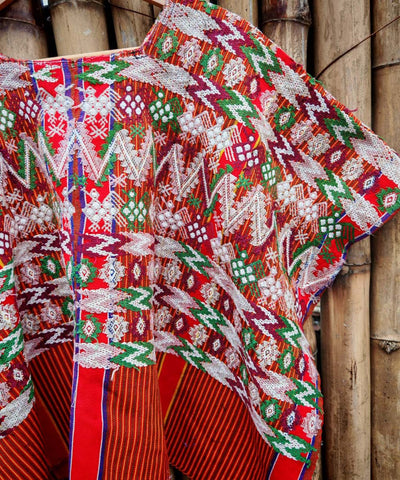 Vintage Guatemalan huipil with handwoven Mayan embroidery