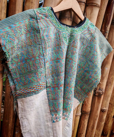 Vintage Guatemalan huipil with handwoven Mayan embroidery