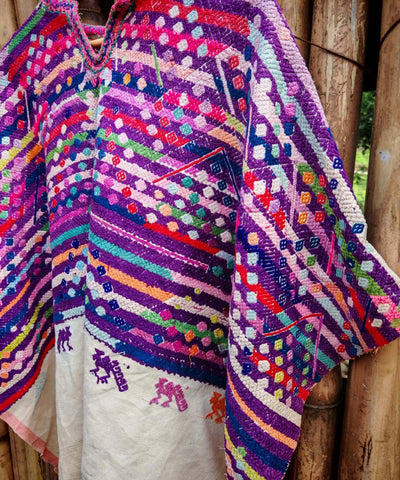 Vintage Guatemalan huipil with handwoven Mayan embroidery