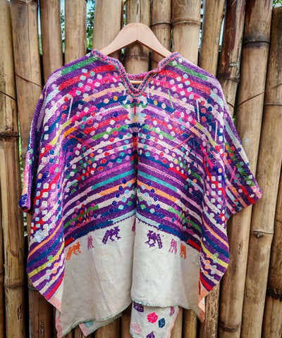 Vintage Guatemalan huipil with handwoven Mayan embroidery