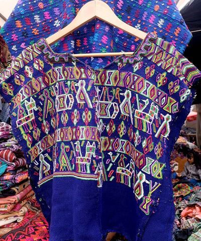 Vintage Guatemalan huipil with handwoven Mayan embroidery