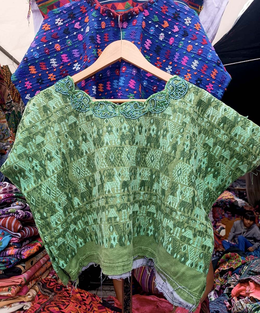 Vintage Guatemalan huipil with handwoven Mayan embroidery