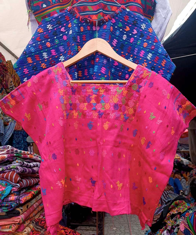 Vintage Guatemalan huipil with handwoven Mayan embroidery
