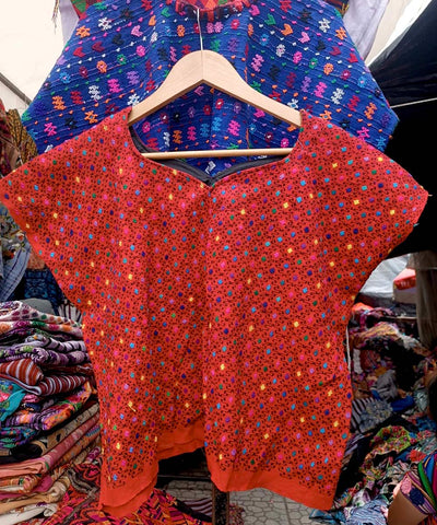 Vintage Guatemalan huipil with handwoven Mayan embroidery