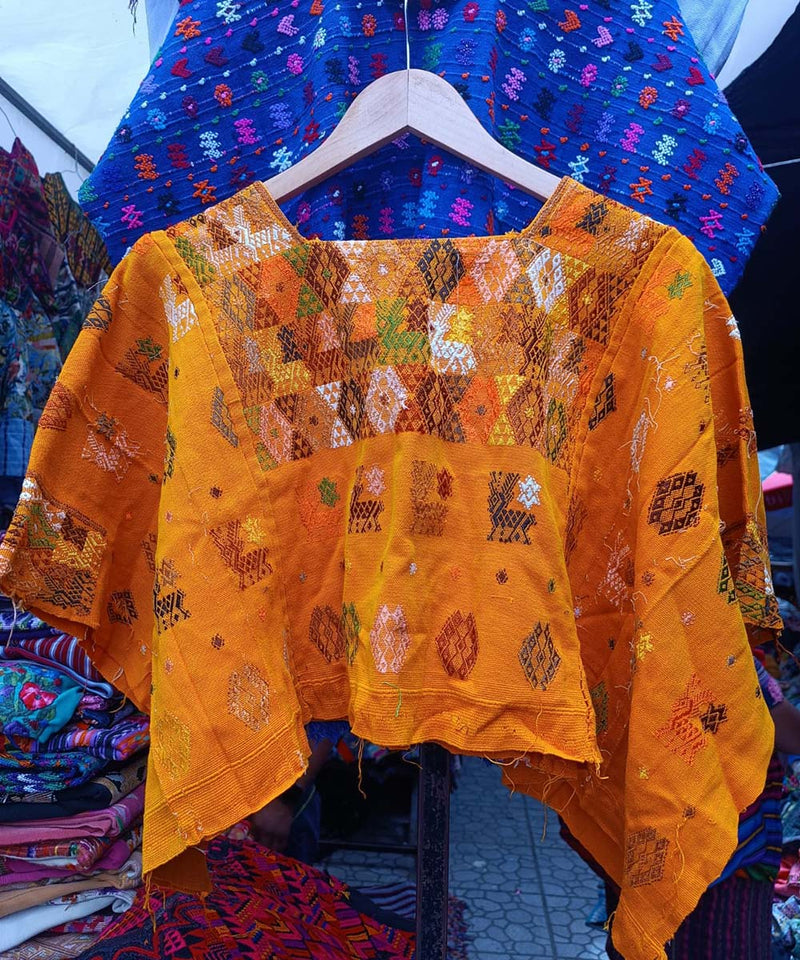 Vintage Guatemalan huipil with handwoven Mayan embroidery