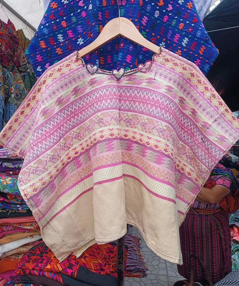Vintage Guatemalan huipil with handwoven Mayan embroidery