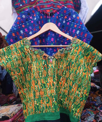 Vintage Guatemalan huipil with handwoven Mayan embroidery
