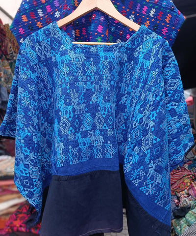 Bright blue Coban huipil