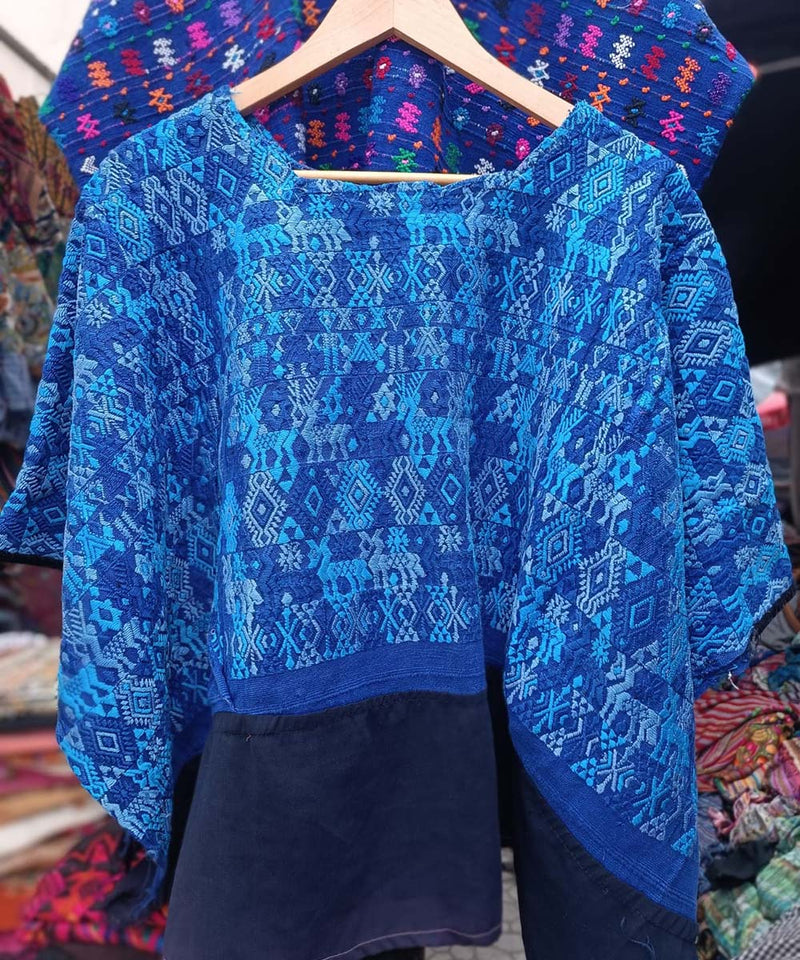 Bright blue Coban huipil