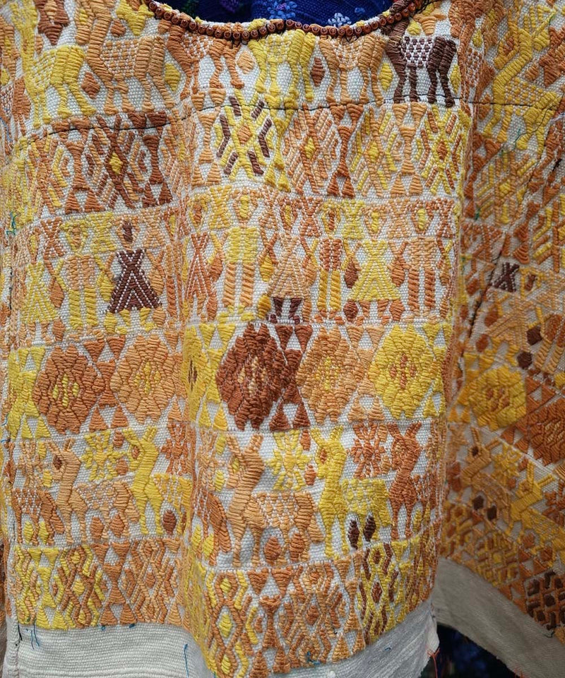 Vintage Guatemalan huipil with handwoven Mayan embroidery