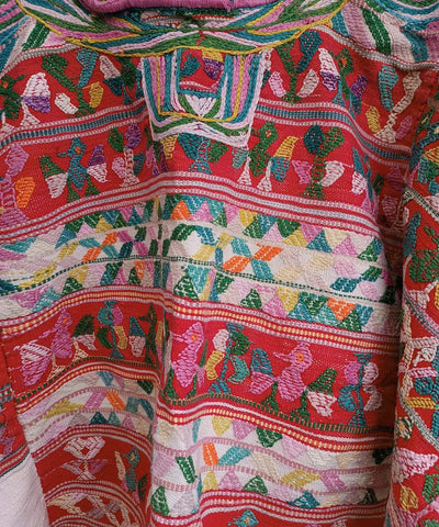 Vintage Guatemalan huipil with handwoven Mayan embroidery