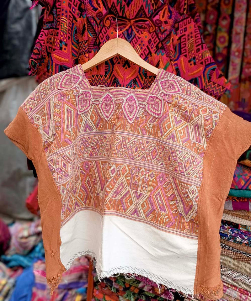 Vintage Guatemalan huipil with handwoven Mayan embroidery