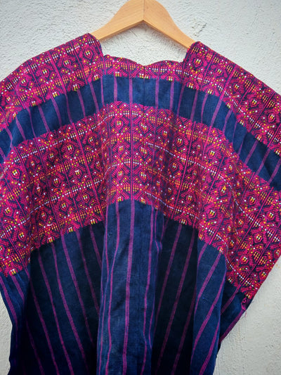 Indigo and berry Xejuyub huipil