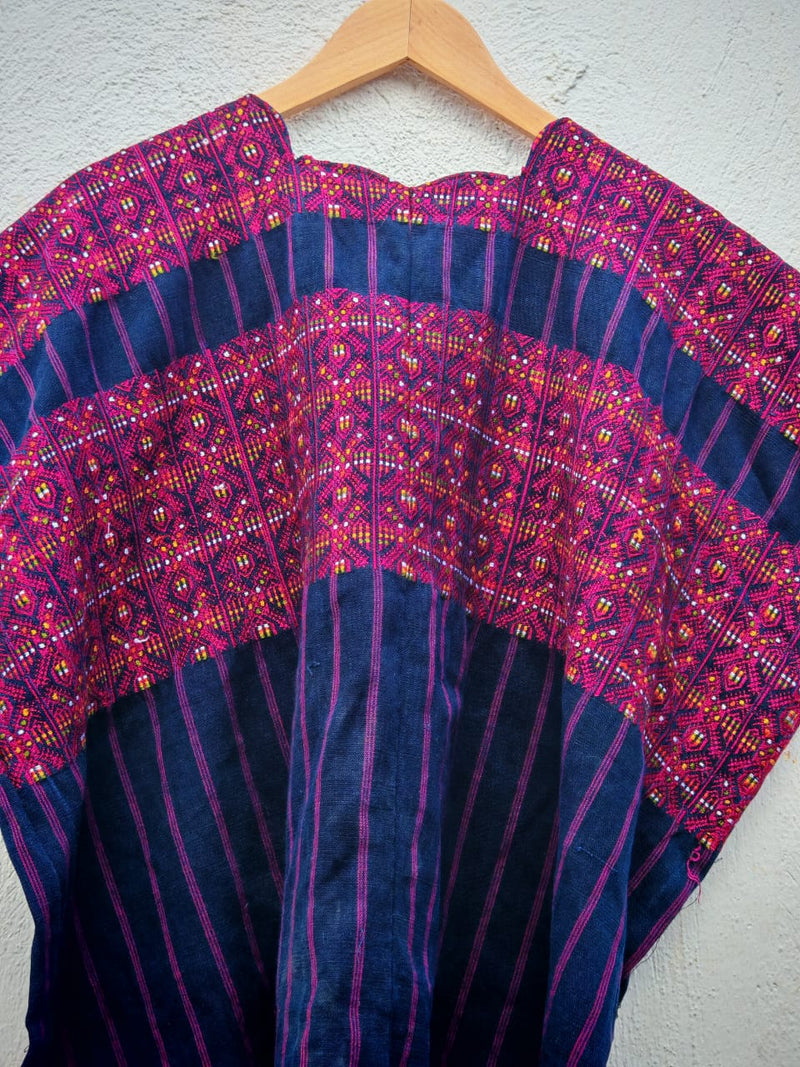 Indigo and berry Xejuyub huipil