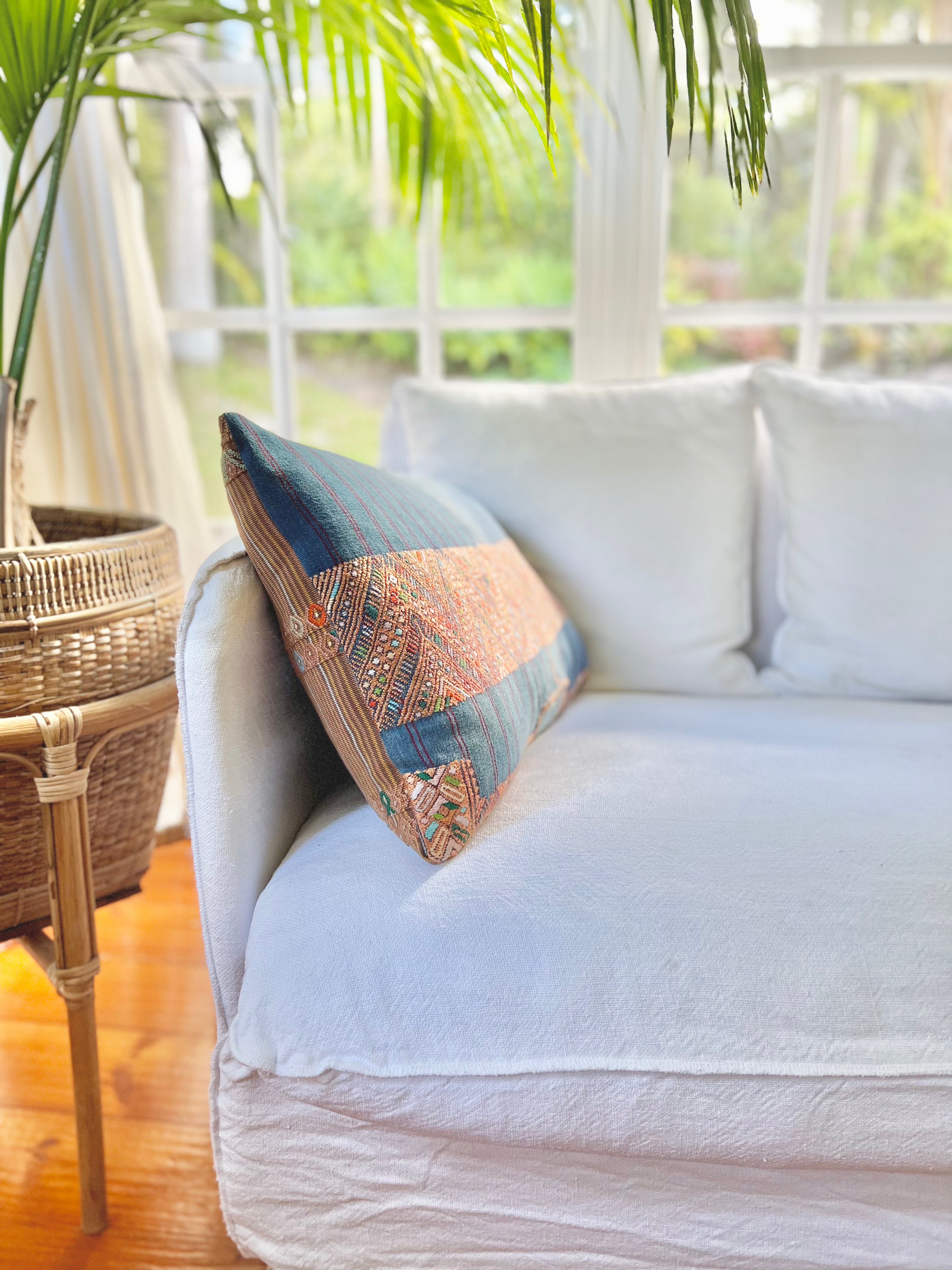 Indigo and Brown Nahuala Lumbar Pillow