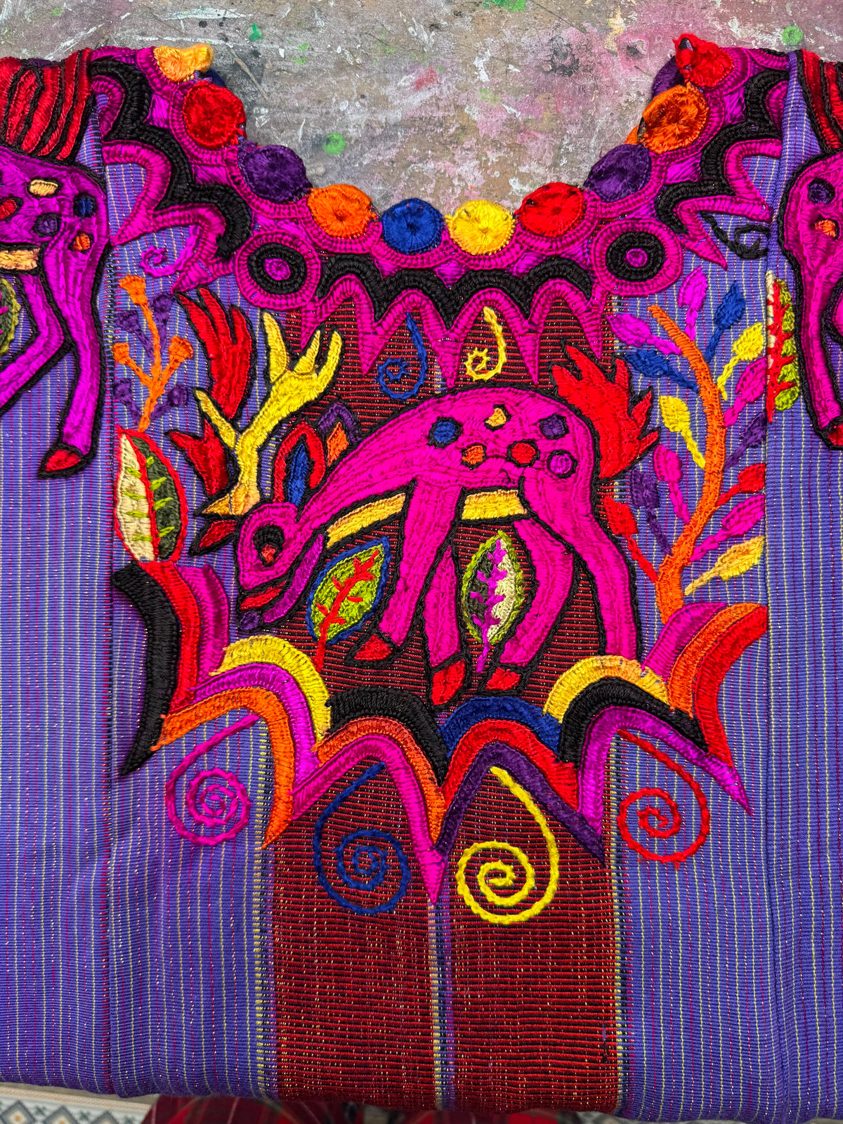 Playful Deer Chichicastenango Huipil #7-386