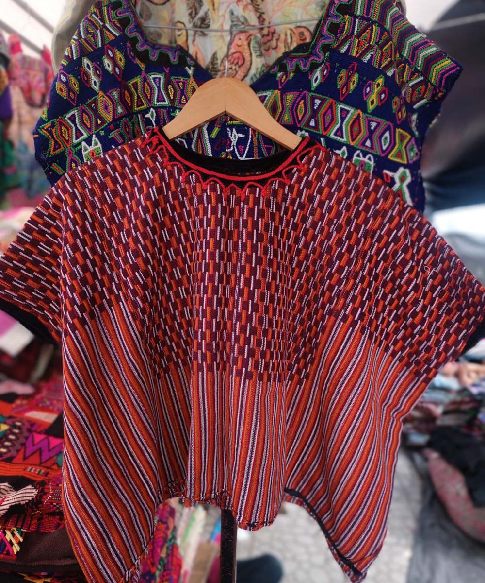 Simple Colotenango huipil in burgundy