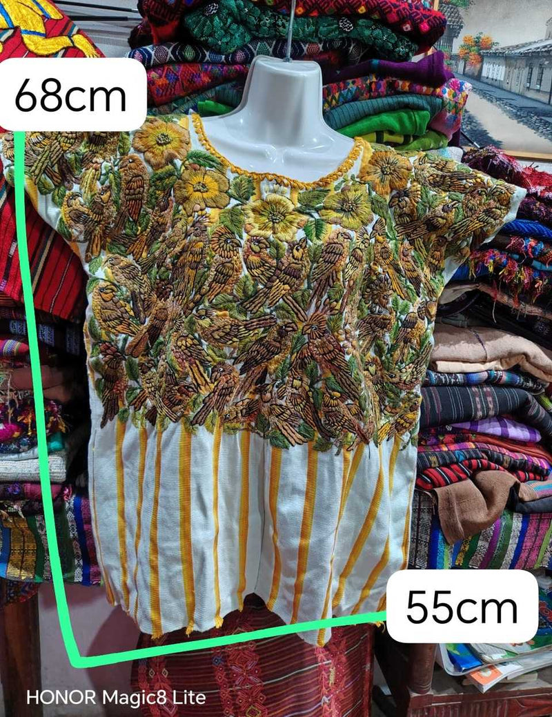 (Reserved for April) Brown and yellow Santiago huipil #5-397
