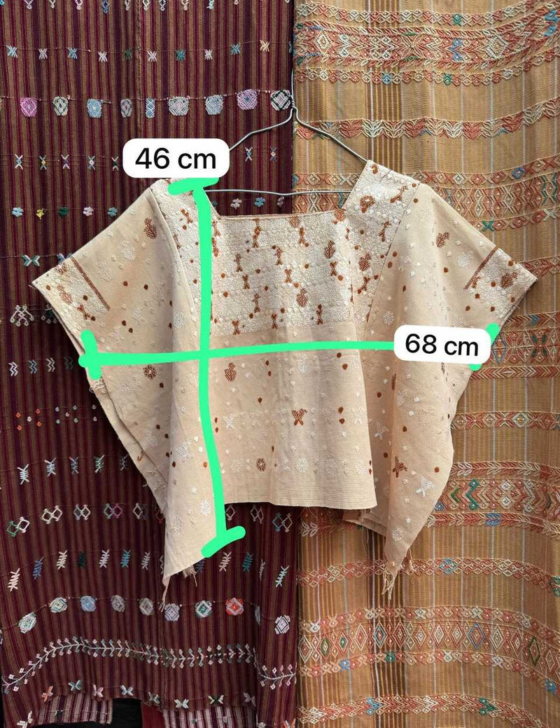 Cream and beige Coban huipil #5-81