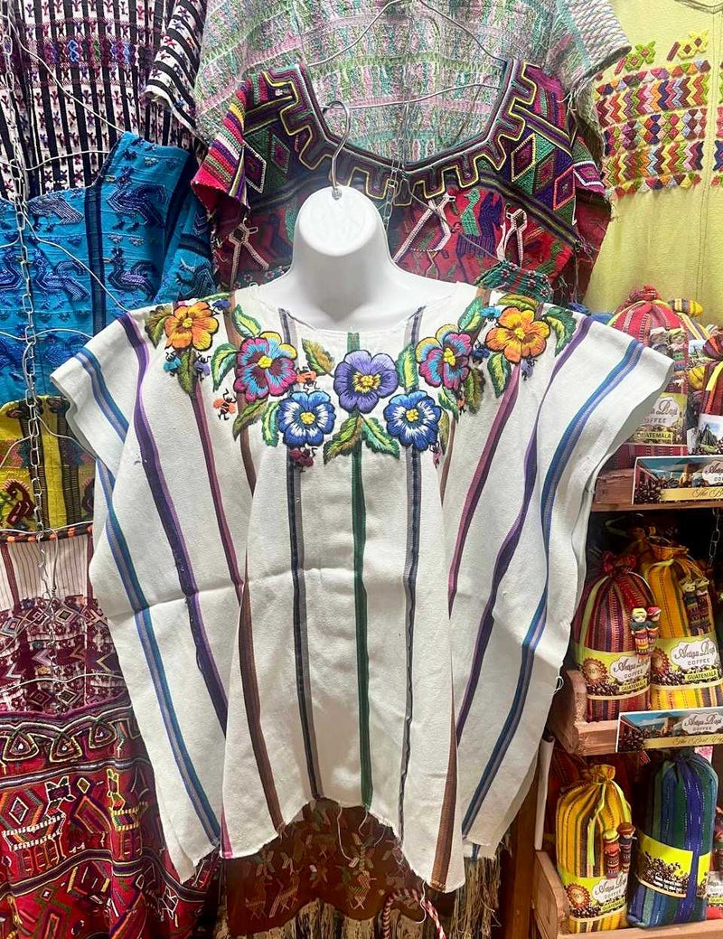 Floral on White Santiago Huipil #6-392